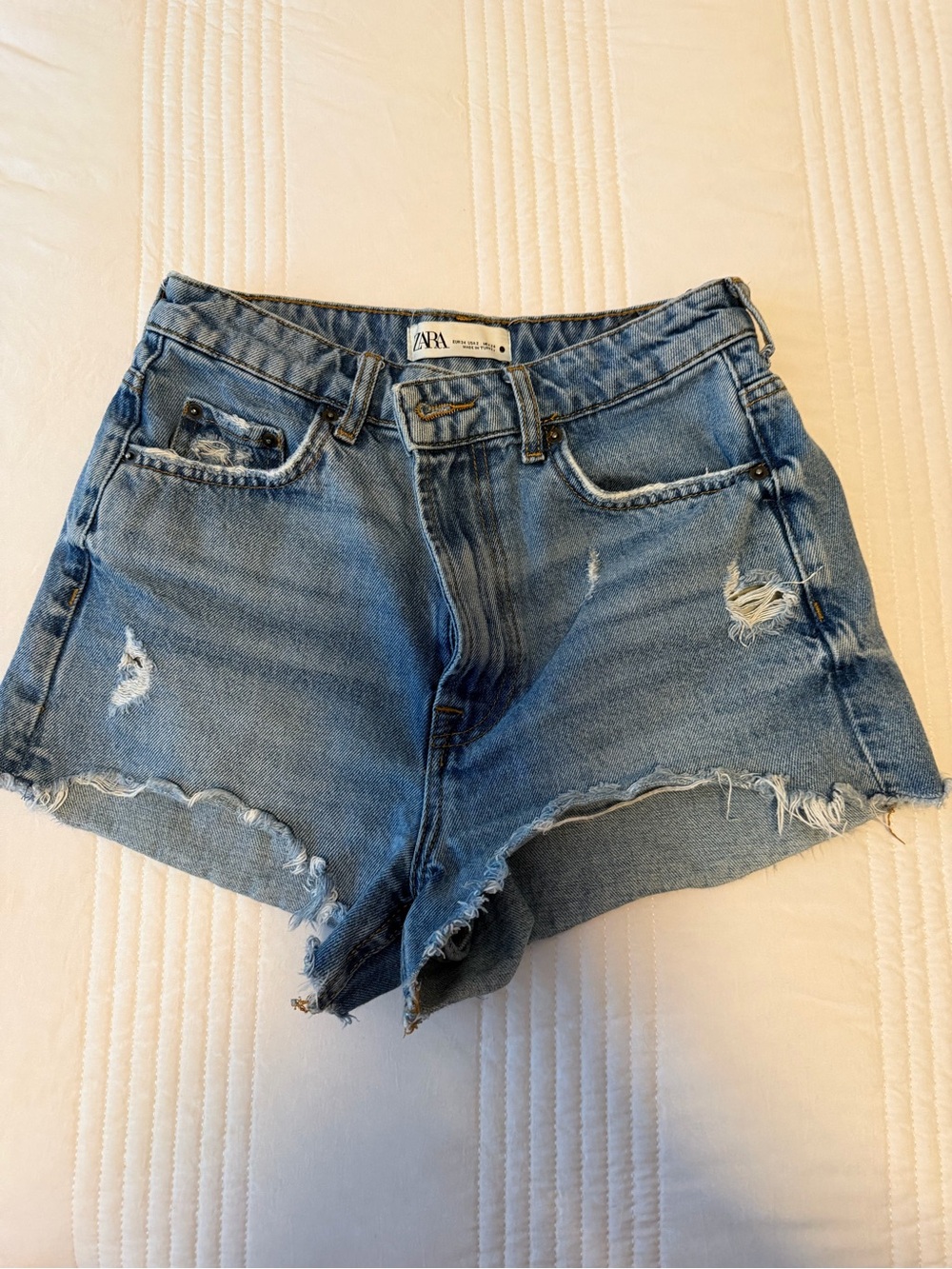 ZARA Light Blue Distressed Cutoff Denim Shorts